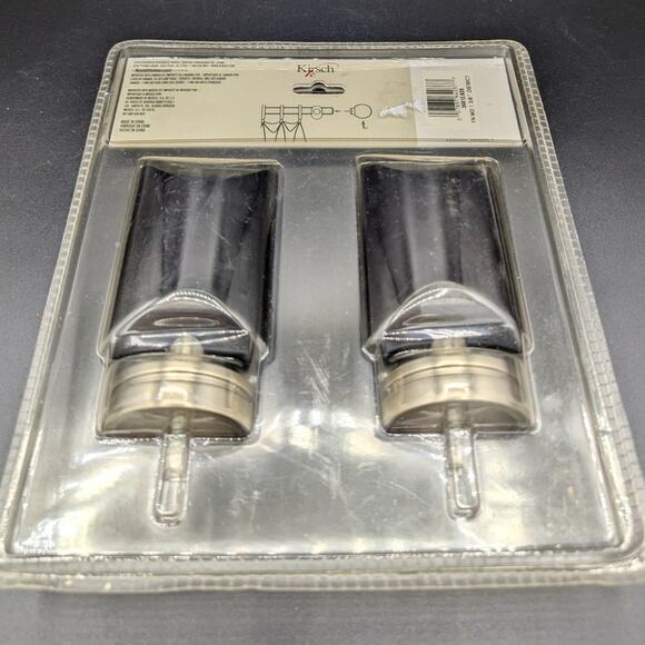 Vintage Black Curtain Rod Finials Kirsch New old stock Black Screw on  1 3/8" - Picture 4 of 9